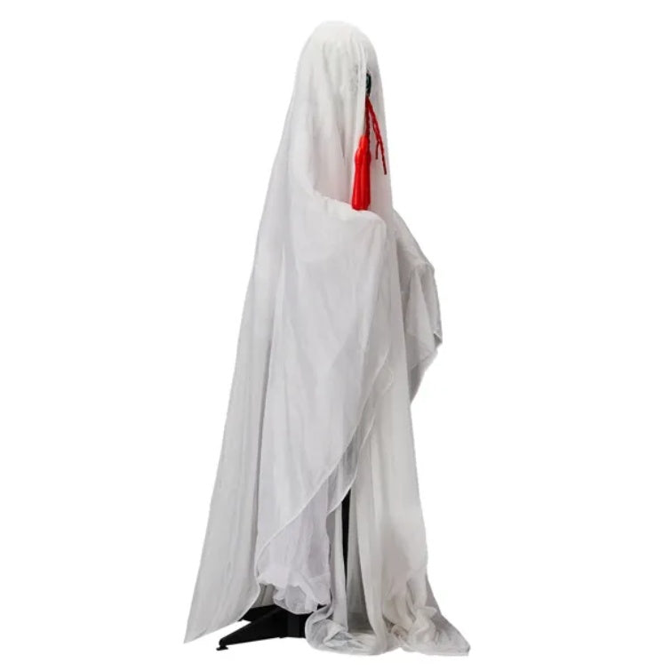 👻 Hauntique™ 4.3ft Sound-Activated Ghost with Trident & Green Lights – Animated Halloween Yard Prop
