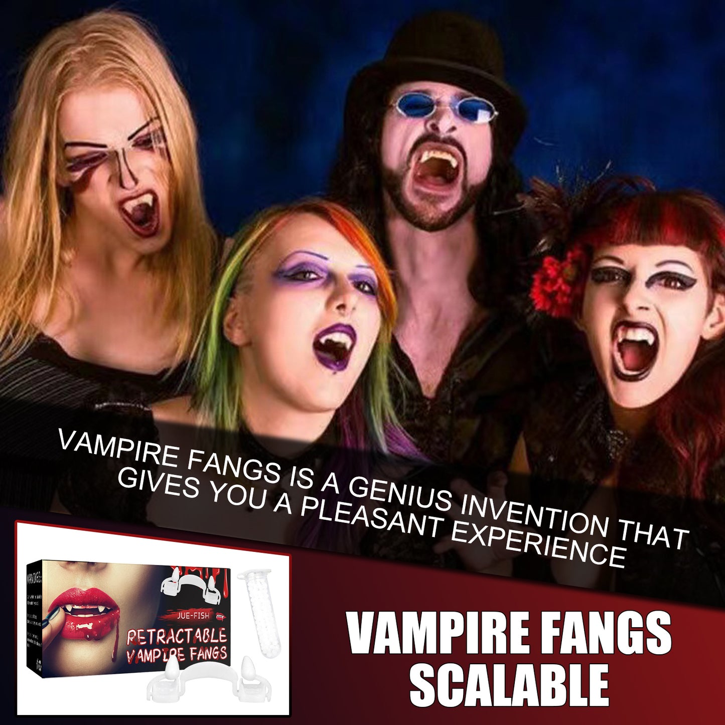 Retractable Vampire Fangs – Realistic Halloween Cosplay Teeth for Parties & Dance | Hauntique™