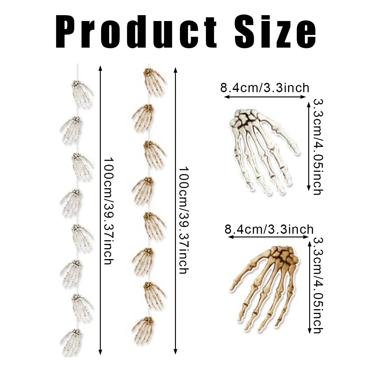 🦴 “Halloween Skeleton Hand Garland – 6pcs Hanging Banner Decoration”,