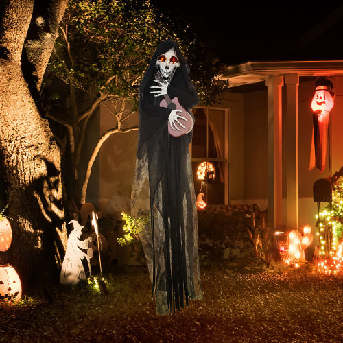 🎸 Hauntique™ Guitar Grim Reaper – 4.3ft Animated Halloween Skeleton with Music, Motion & LED Eyes