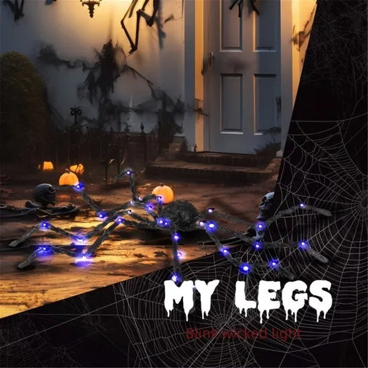 Giant Hairy Halloween Spider – Bendable Legs, Realistic Red Eyes