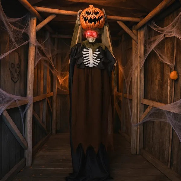 🎃 Hauntique™ 5.6ft Animated Ghost with Pumpkin Head – Sound-Activated Halloween Yard Prop