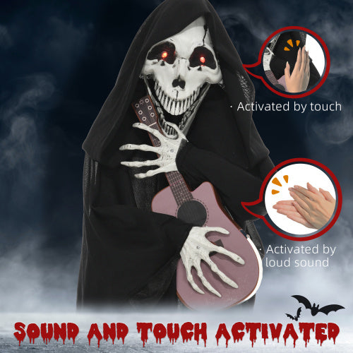 🎸 Hauntique™ Guitar Grim Reaper – 4.3ft Animated Halloween Skeleton with Music, Motion & LED Eyes