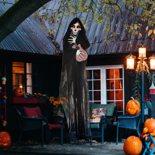 🎸 Hauntique™ Guitar Grim Reaper – 4.3ft Animated Halloween Skeleton with Music, Motion & LED Eyes