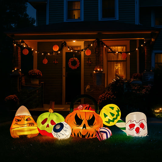 🎃 Hauntique™ 8ft Inflatable Pumpkin Candy Set – Lighted Halloween Yard Decoration