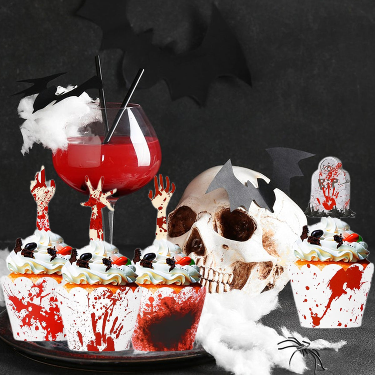 Halloween Cupcake Toppers – 48PCS Spooky Party Picks 