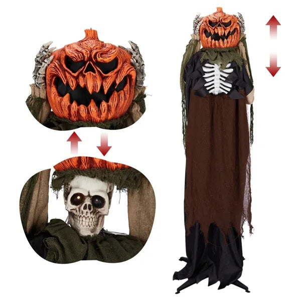 🎃 Hauntique™ 5.6ft Animated Ghost with Pumpkin Head – Sound-Activated Halloween Yard Prop