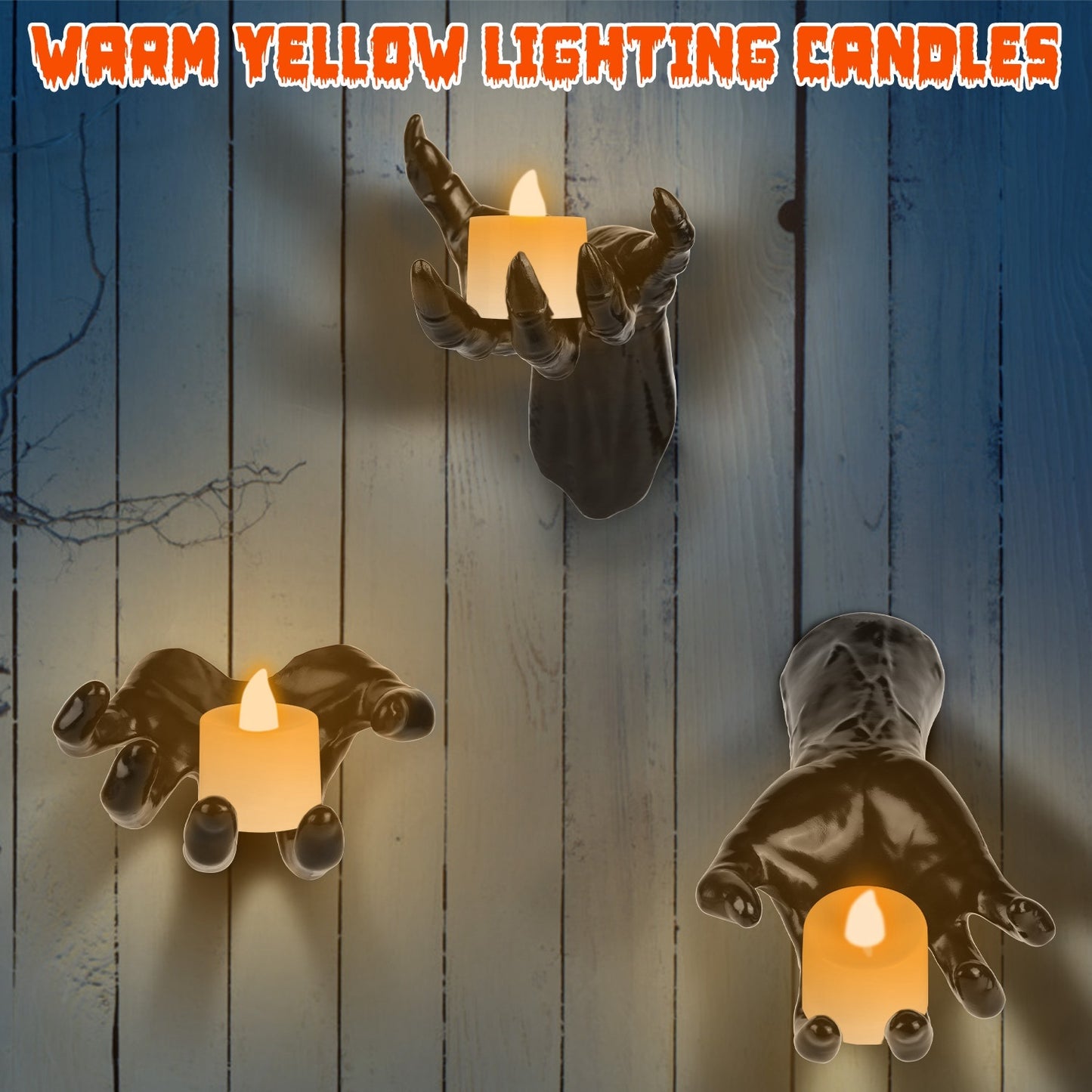 Creepy Candle Hands – Gothic Halloween Wall Decoration 