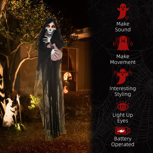 🎸 Hauntique™ Guitar Grim Reaper – 4.3ft Animated Halloween Skeleton with Music, Motion & LED Eyes