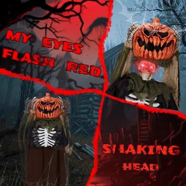 🎃 Hauntique™ 5.6ft Animated Ghost with Pumpkin Head – Sound-Activated Halloween Yard Prop