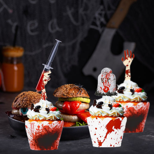 Halloween Cupcake Toppers – 48PCS Spooky Party Picks 