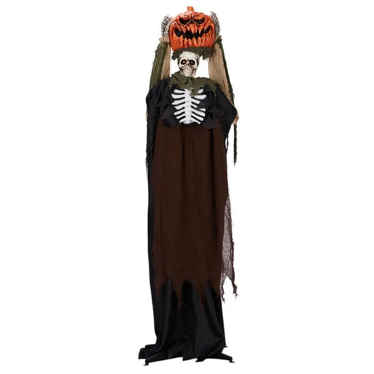 🎃 Hauntique™ 5.6ft Animated Ghost with Pumpkin Head – Sound-Activated Halloween Yard Prop