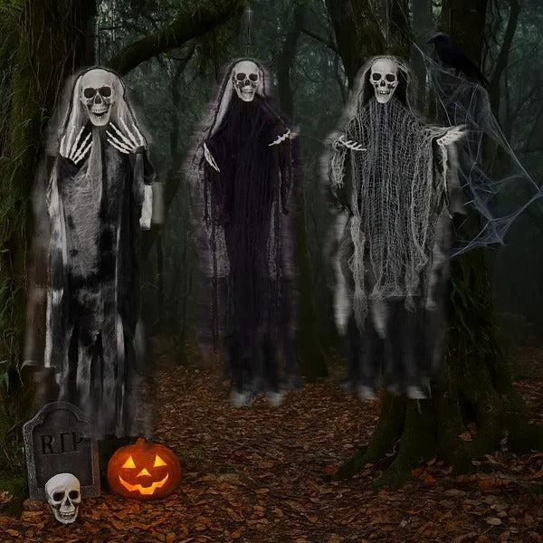 Hanging Skeleton Ghosts – 3PCS Halloween Outdoor Decor 