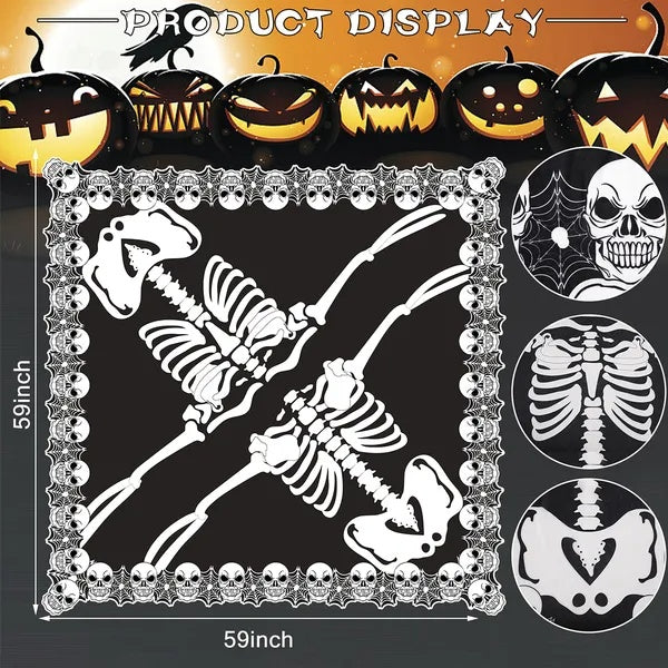 Halloween Skeleton Poncho – Skull & Bones Lace Cape Shawl | Hauntique™,