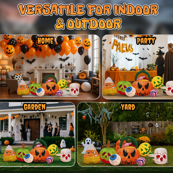 🎃 Hauntique™ 8ft Inflatable Pumpkin Candy Set – Lighted Halloween Yard Decoration
