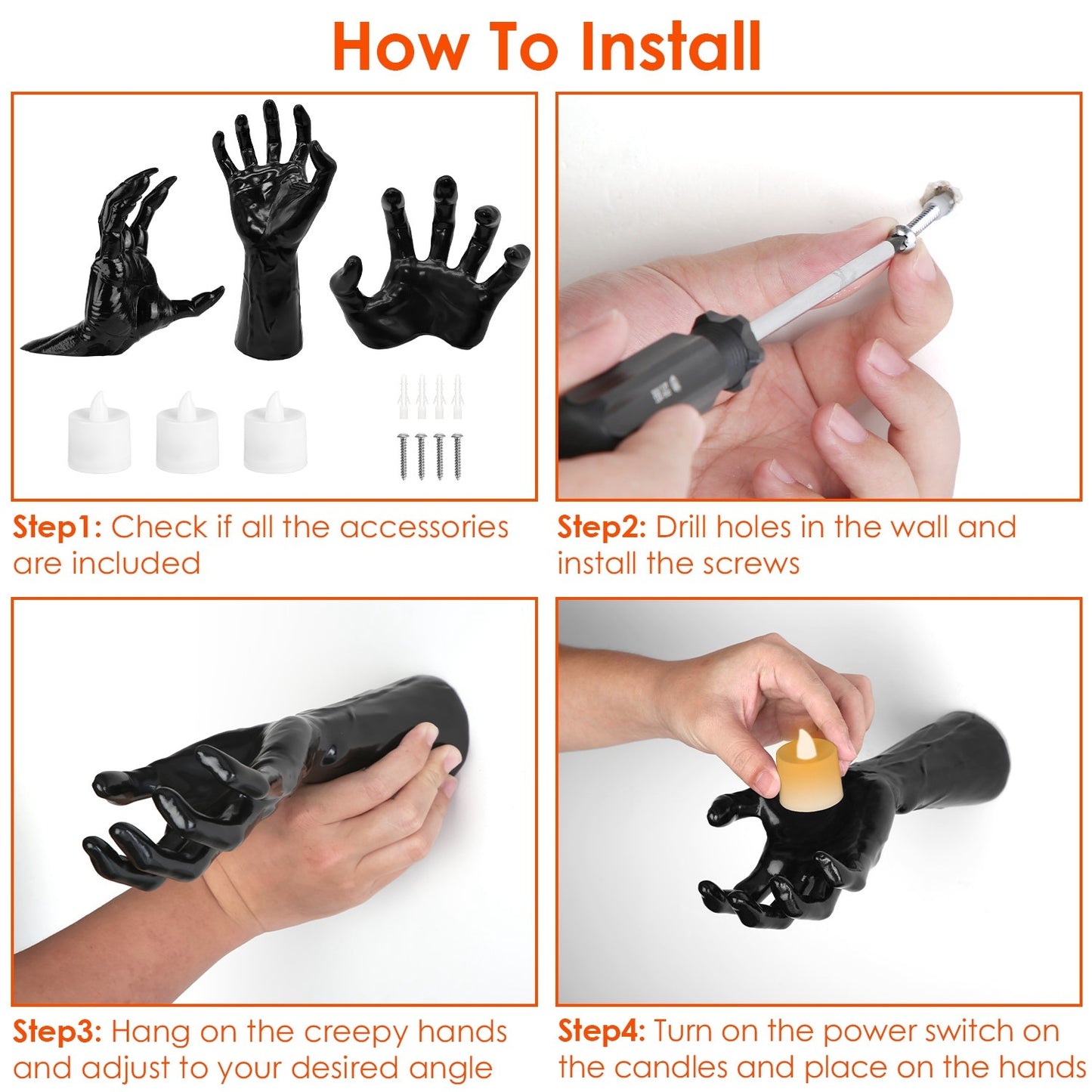 Creepy Candle Hands – Gothic Halloween Wall Decoration 