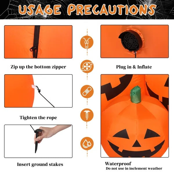 Piece Inflatable Pumpkin LED String Lights – Spooky Halloween Yard &amp; Home Decoration 