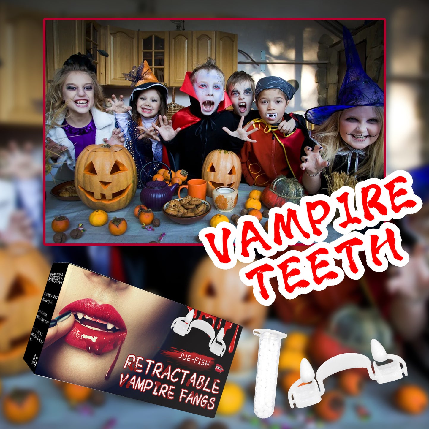 Retractable Vampire Fangs – Realistic Halloween Cosplay Teeth for Parties & Dance | Hauntique™