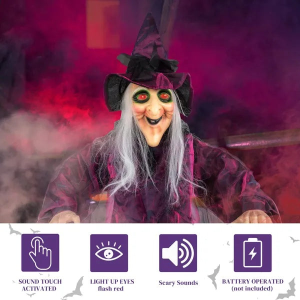 71in Life-Size Talking Hanging Witch – Halloween Decor 