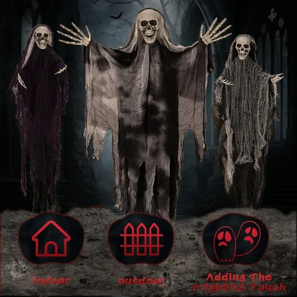 Hanging Skeleton Ghosts – 3PCS Halloween Outdoor Decor 