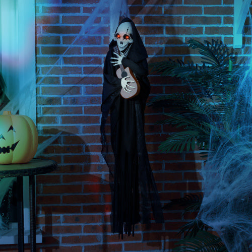 🎸 Hauntique™ Guitar Grim Reaper – 4.3ft Animated Halloween Skeleton with Music, Motion & LED Eyes