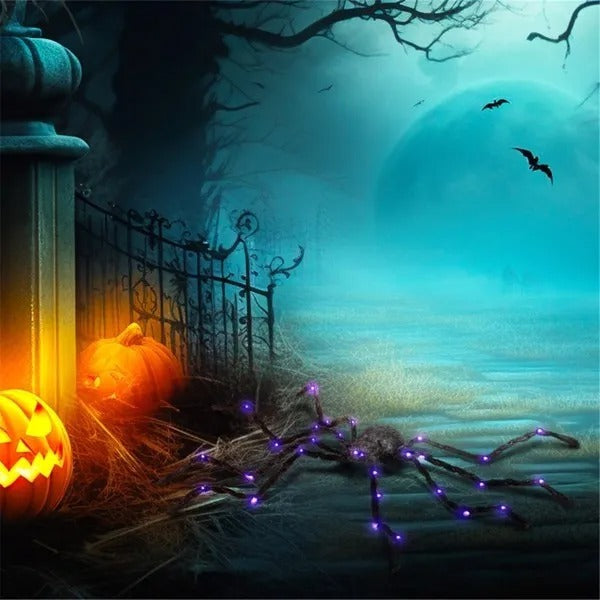 Giant Hairy Halloween Spider – Bendable Legs, Realistic Red Eyes