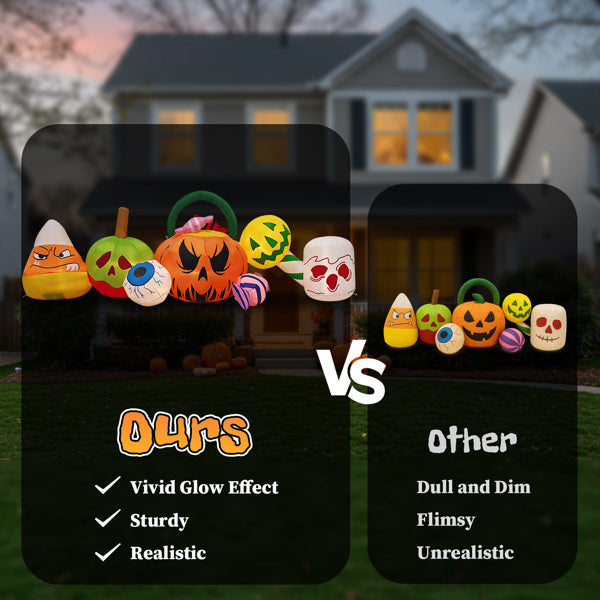 🎃 Hauntique™ 8ft Inflatable Pumpkin Candy Set – Lighted Halloween Yard Decoration