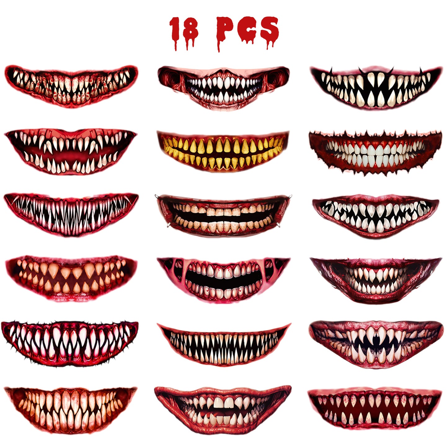 18 Sheets Halloween Temporary Tattoos – Scary Sticker Pack for Kids &amp; Adults 