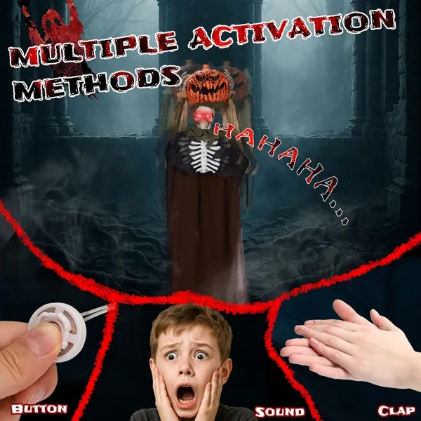 🎃 Hauntique™ 5.6ft Animated Ghost with Pumpkin Head – Sound-Activated Halloween Yard Prop