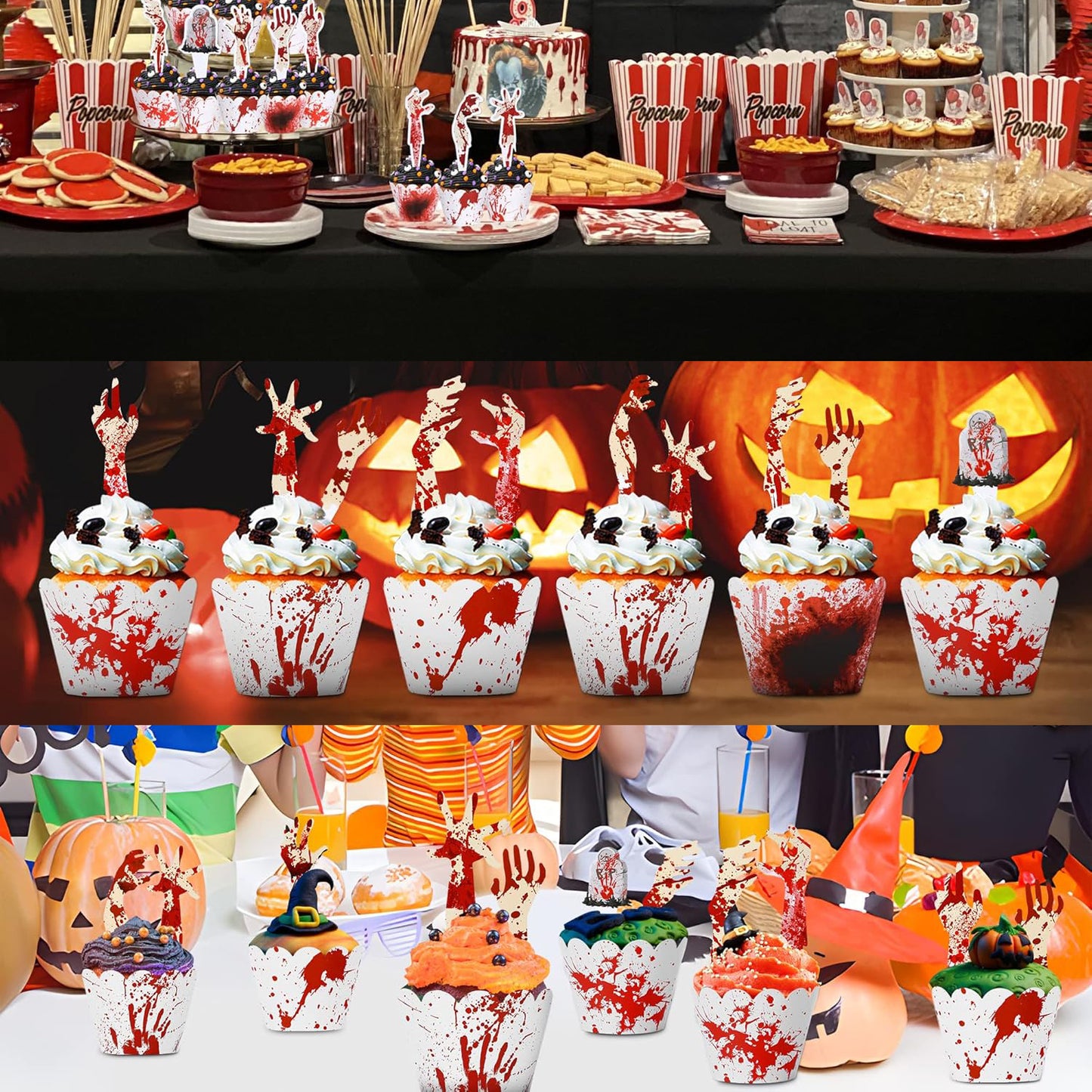 Halloween Cupcake Toppers – 48PCS Spooky Party Picks 