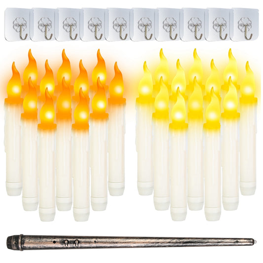 ✨ 12 Floating LED Magic Candles – Remote-Controlled Hanging Lights with Magic Wand 