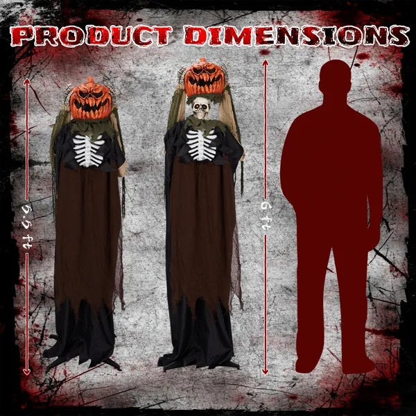🎃 Hauntique™ 5.6ft Animated Ghost with Pumpkin Head – Sound-Activated Halloween Yard Prop
