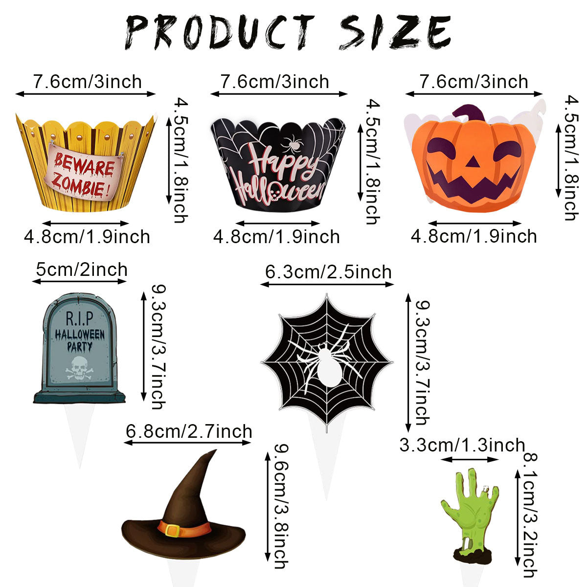 Halloween Cupcake Decoration Set – 48PCS Party Toppers 
