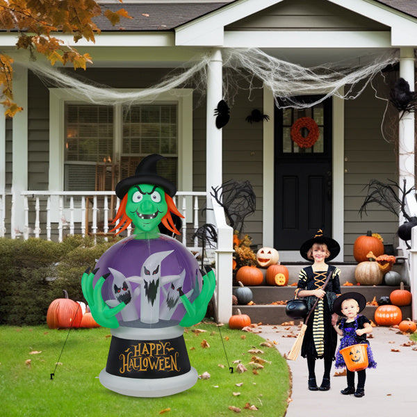 🔮 Hauntique™ 5.9ft Inflatable Witch with Crystal Ball – LED Halloween Outdoor Decoration